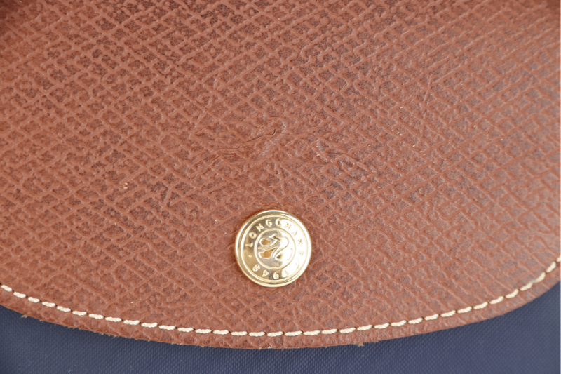 LONGCHAMP LE PLIAGE SMALL NAVY BLUE CANVAS GOLD HARDWARE NO DUST COVER