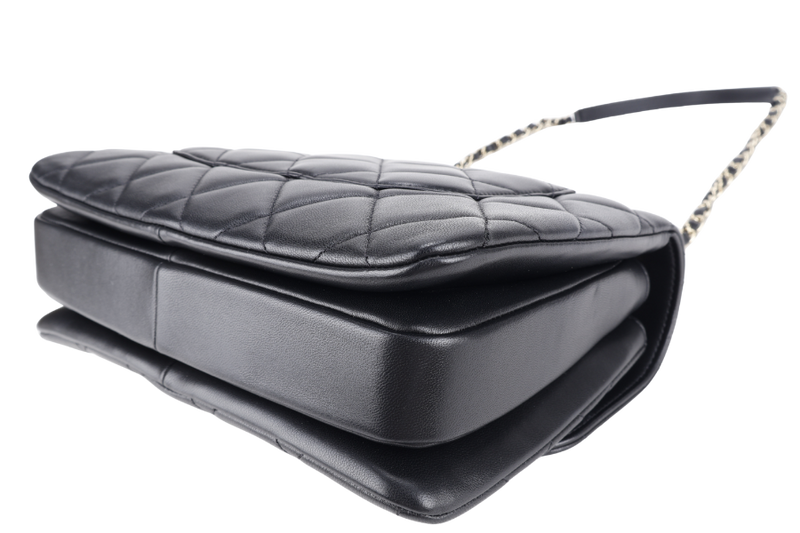 CHANEL TRENDY CC BLACK LAMBSKIN LIGHT GOLD HARDWARE (3126xxxx) WITH CARD, CARE BOOK, DUST COVER AND BOX