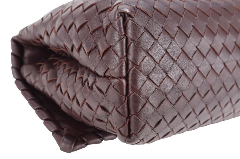 BOTTEGA VENETA NAPPA INTRECCIATO OLIMPIA SHOULDER BAG SMALL BROWN LEATHER GOLD HARDWARE NO DUST COVER