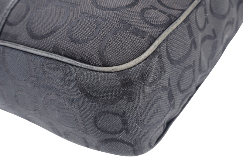 SALVATORE FERRAGAMO BLACK TOTE CANVAS WITH LEATHER LINING SILVER HARDWARE NO DUST COVER