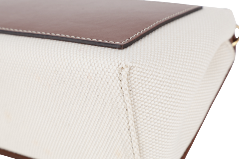 BURBERRY HACKBERRY CANVAS BAG BEIGE WITH BROWN TRIM WITH STRAPS AND DUST COVER