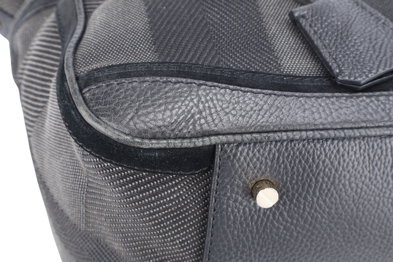 BURBERRY BLACK CHECKERED CANVAS GOLD HARDWARE TOTE BAG WITH STRAPS WITH STRAPS AND NO DUST COVER