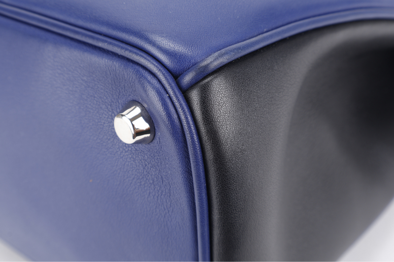 CHRISTIAN DIOR DIORISSIMO TOTE MEDIUM TRICOLOR BLUE-BLACK-GREEN SILVER HARDWARE (09-MA-0175) WITH STRAPS