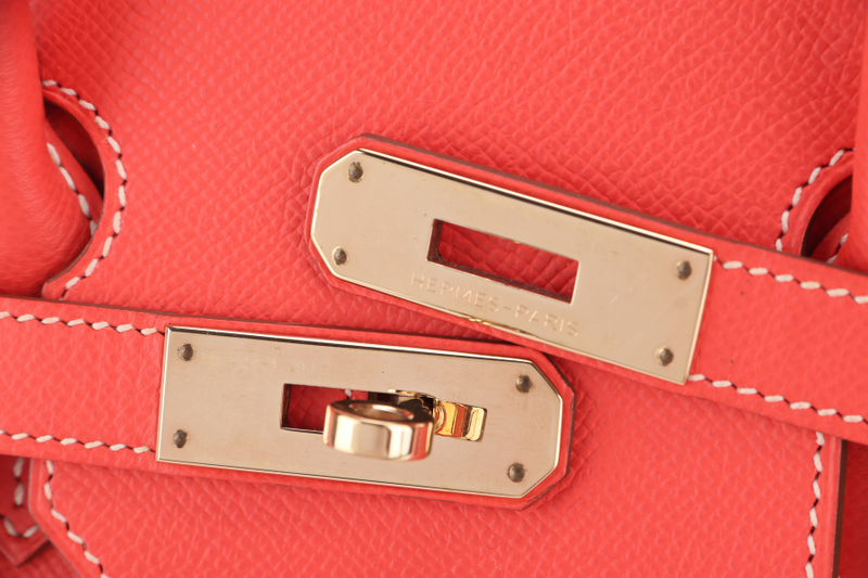 HERMES BIRKIN 35 VERSO ROSE JAIPUR x GOLD EPSOM LIGHT GOLD HARDWARE STAMP P (YEAR 2012) WITH KEYS, LOCK AND DUST COVER