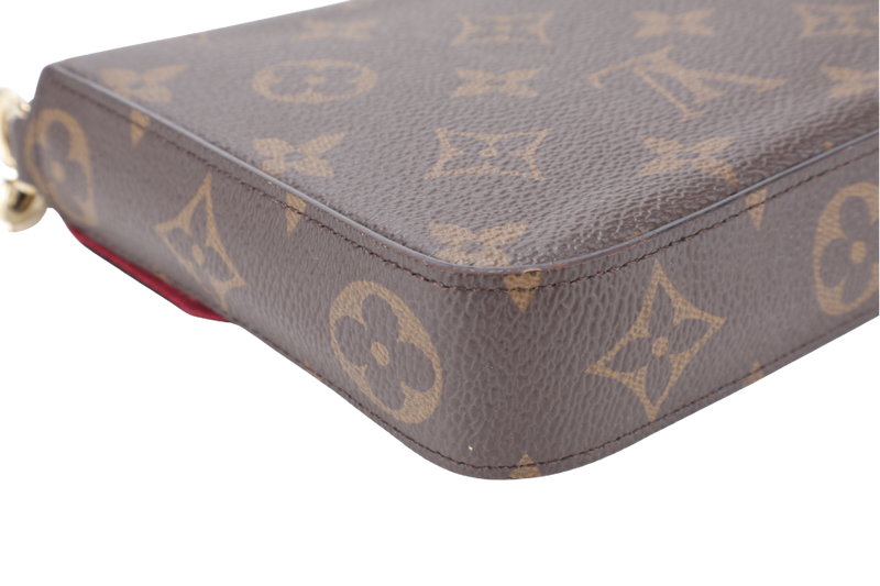 LOUIS VUITTON M81896 POCHETTE FELICIE BROWN MONOGRAM CANVAS GOLD HARDWARE WITH DUST COVER AND BOX