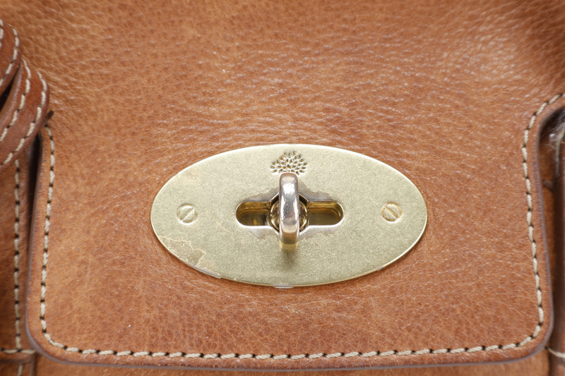MULBERRY BAYSWATER SMALL BROWN LEATHER GOLD HARDWARE WITH LEATHER STRAPS AND DUST COVER