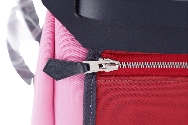 HERMES HERBAG ROSE BUBBLEGUM BLUE INDIGO RUBIS CANVAS STAMP U (YEAR 2022) WITH LOCK&KEYS, DUST COVER AND BOX