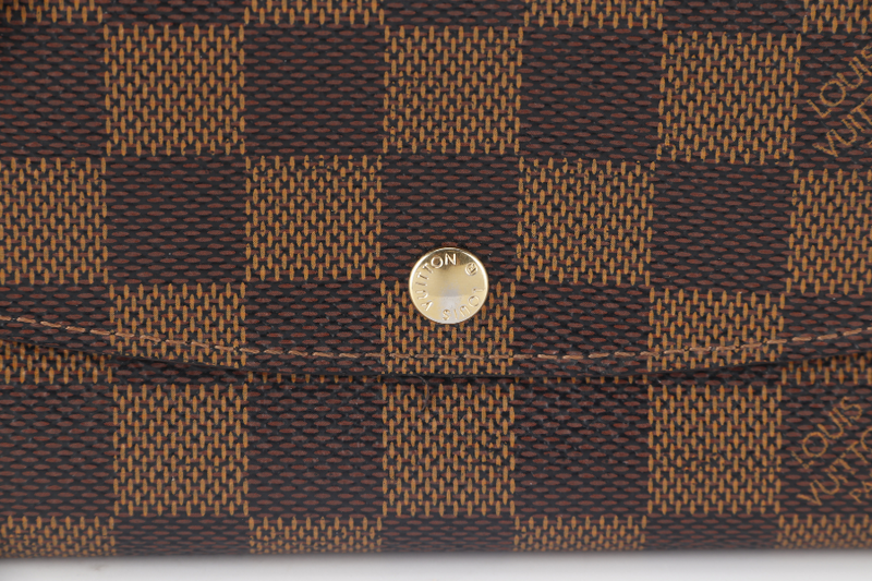 LOUIS VUITTON PORTEUFILLE EMILIY LONG WALLET (N63019) BROWN DAMIER EBENE GOLD HARDWARE WITH DUST COVER AND BOX