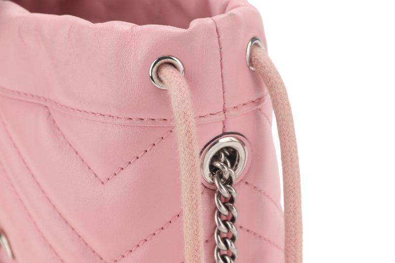 GUCCI GG MARMONT MINI BUCKET BAG PINK CALFSKIN LEATHER NO DUST COVER