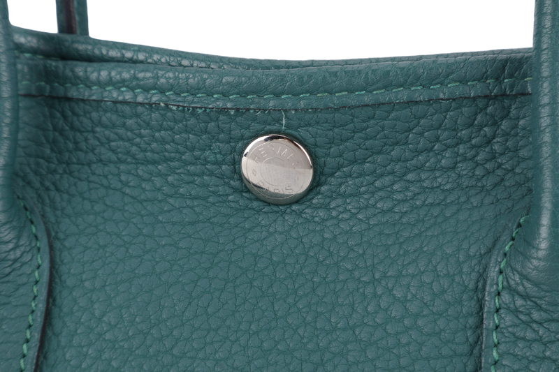 HERMES GARDEN PARTY TPM 30CM MALACHITE STAMP Q (2013) NEGONDA LEATHER PALLADIUM HARDWARE WITH DUST COVER