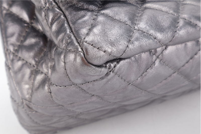 CHANEL REISSUE ACCORDION FLAP BAG (1251xxxx) SILVER METALLIC DISTRESSED LEATHER SILVER HARDWARE WITH DUST COVER