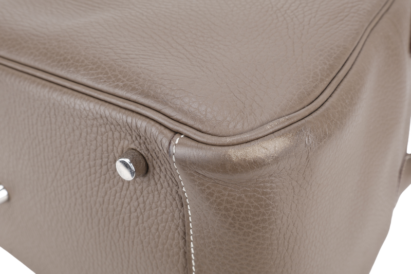 HERMES LINDY 34 STAMP R SQUARE (YEAR 2014) ETOUPE CLEMENCE LEATHER SILVER HARDWARE WITH DUST COVER
