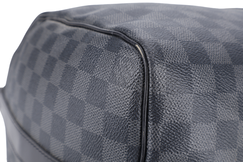 LOUIS VUITTON N41418 KEEPALL BANDOULIERE 45 DAMIER GRAPHITE CANVAS SILVER HARDWARE WITH STRAPS NO DUST COVER