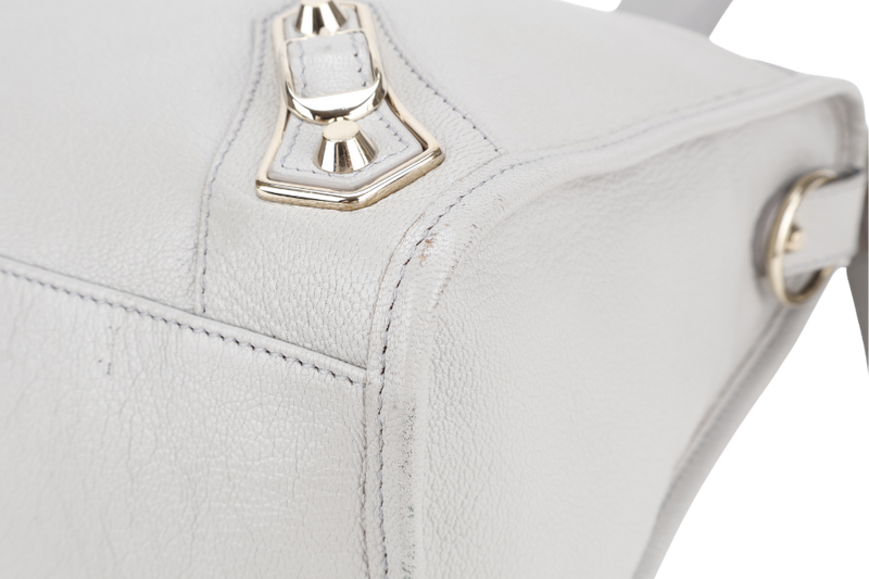 BALENCIAGA CITY EDGE LIGHT GREY LEATHER GOLD HARDWARE WITH STRAPS AND DUST COVER
