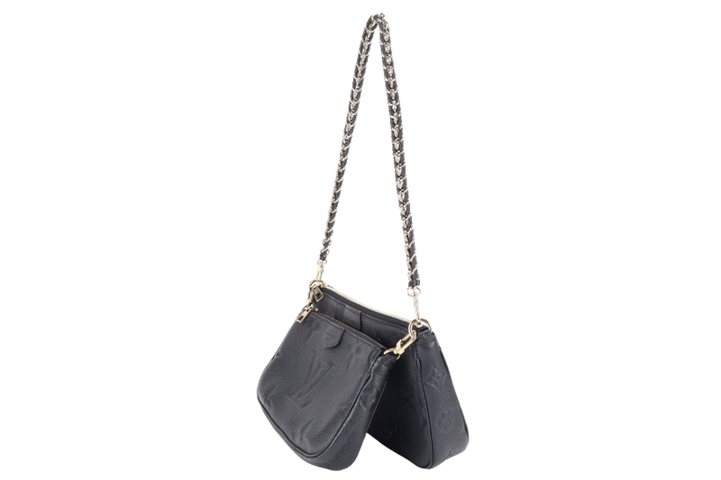 LOUIS VUITTON M80399 MULTI POCHETTE ACCESSORIES BLACK GIANT MONOGRAM EMPREINTE LEATHER GOLD HARDWARE WITH CHAIN, STRAPS AND DUST COVER