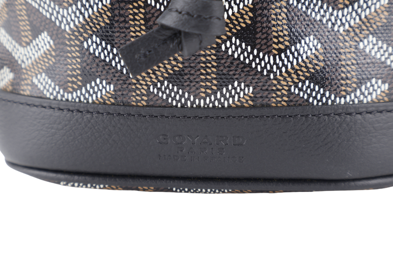 GOYARD PETIT FLOT MINI BUCKET BLACK SILVER HARDWARE WITH STRAPS AND DUST COVER