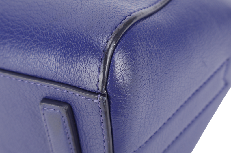 GIVENCHY ANTIGONA SMALL BLUE LEATHER SILVER HARDWARE WITH STRAPS AND DUST COVER