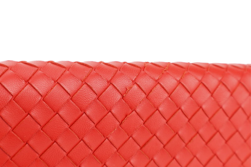 BOTTEGA VENETA CONTINENTAL FLAP WALLET RED INTRECCIATO LEATHER WITH DUST COVER AND BOX