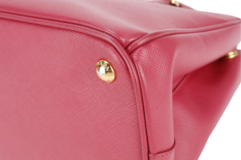 PRADA SAFFIANO LUX TOTE PINK BAG WITH STRAPS GOLD HARDWARE AND DUST COVER NO CARD