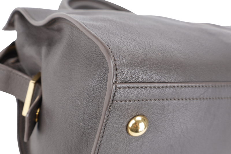 YVES SAINT LAURENT (YSL) CABAS Y LIGNE DARK GREY LEATHER GOLD HARDWARE WITH DUST COVER AND STRAPS