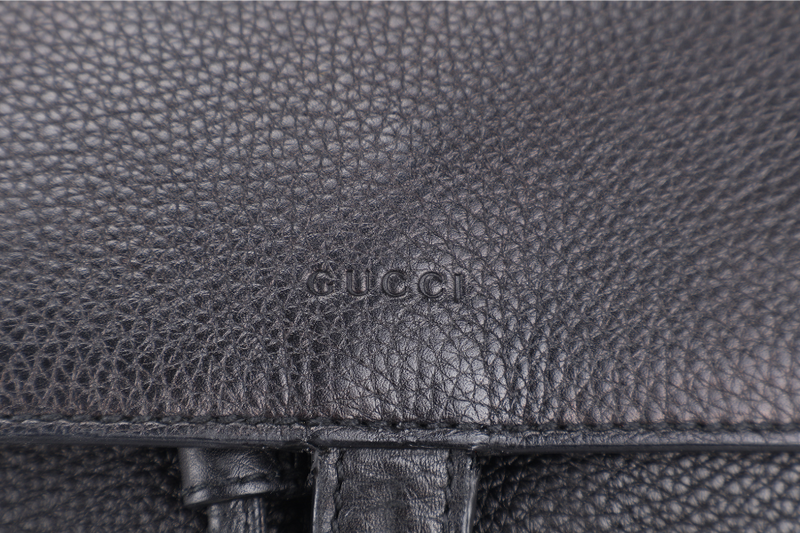 GUCCI BAMBOO BLACK LEATHER BACKPACK WITH DUST COVER