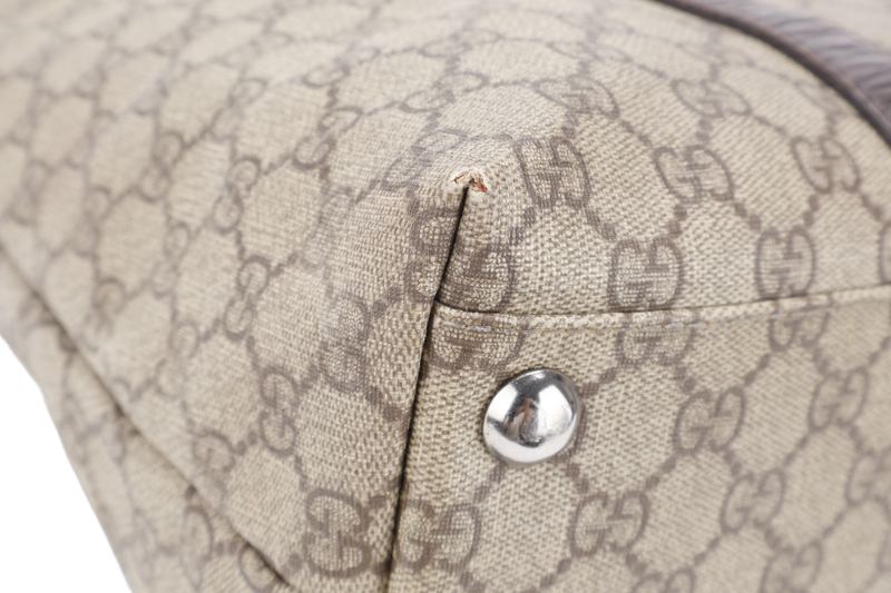 GUCCI TOTE BAG BROWN CANVAS SILVER HARDWARE NO DUST COVER