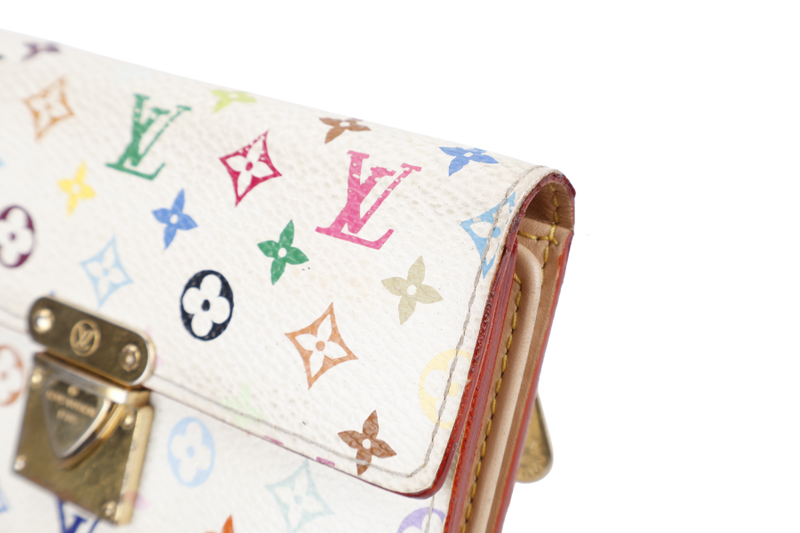 LOUIS VUITTON M58014 PORTEFEIULLE KOALA TRI-FOLD WHITE MULTICOLOR MONOGRAM CANVAS WALLET GOLD HARDWARE TH1025 NO DUST COVER