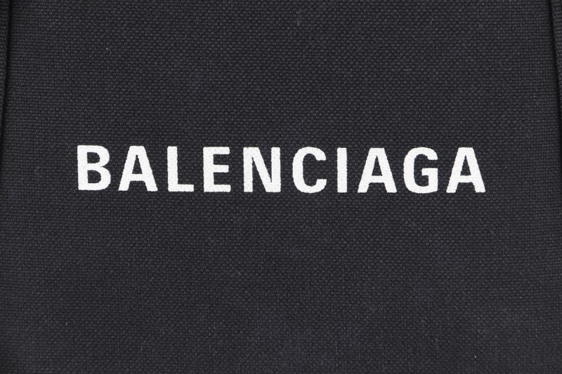 BALENCIAGA CABAS (390346) TWO WAY BAG xs BLACK CANVAS SILVER HARDWARE 1000.T.523147 WITH DUST COVER AND BOX