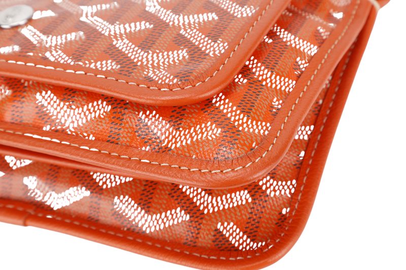 GOYARD GOYARDINE PLUMET ORANGE CANVAS SLING BAG SILVER HARDWARE NO DUST COVER