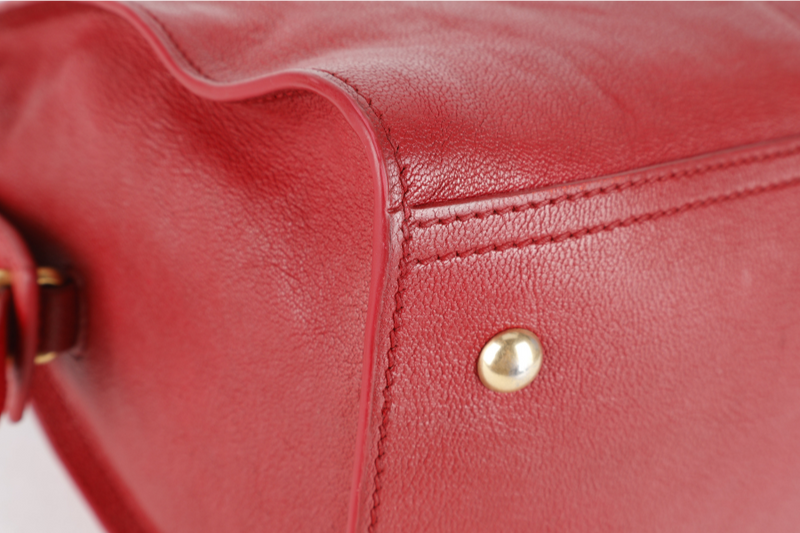 YVES SAINT LAURENT (YSL) CABAS CHYC BURGUNDY CALF LEATHER GOLD HARDWARE WITH LONG STRAPS NO DUST COVER