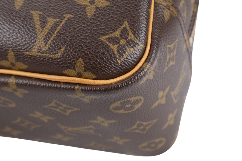 LOUIS VUITTON M47270 DEAUVILLE HAND BAG BROWN MONOGRAM CANVAS GOLD HARDWARE WITH DUST COVER