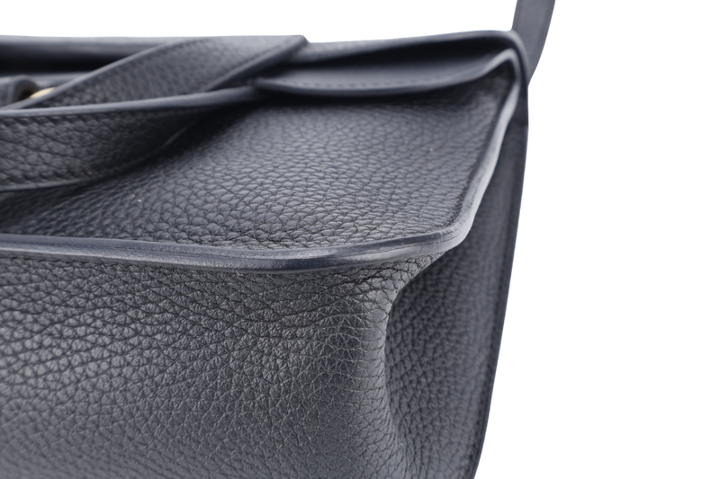HERMES HAIZAN 25CM BLACK CLEMENCE LEATHER WITH GOLD HARDWARE STAMP Z (YEAR 2021) WITH STRAPS, DUST COVER AND BOX