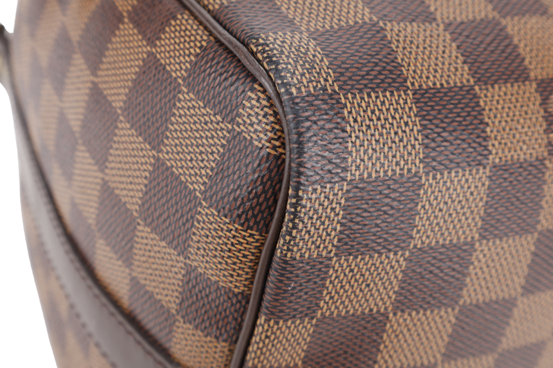 LOUIS VUITTON SPEEDY 30 DAMIER EBENE CANVAS GOLD HARDWARE WITH STRAPS, LOCK & KEYS AND DUST COVER