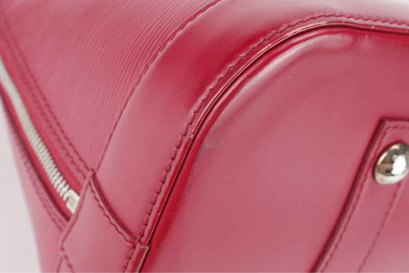 LOUIS VUITTON ALMA GM BURGUNDY EPI LEATHER SILVER HARDWARE WITH DUST COVER