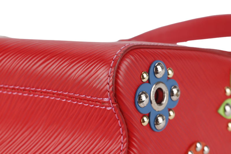 LOUIS VUITTON TWIST LIMITED EDITION MECHANICAL FLOWERS BAG MM RED EPI LEATHER SILVER HARDWARE WITH DUST COVER