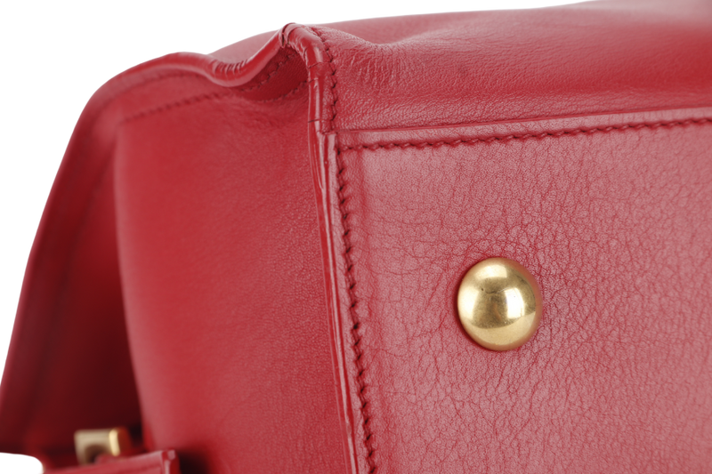 SAINT LAURENT CLASSIC Y CABAS (311210) SMALL RED LEATHER GOLD HARDWARE NO DUST COVER