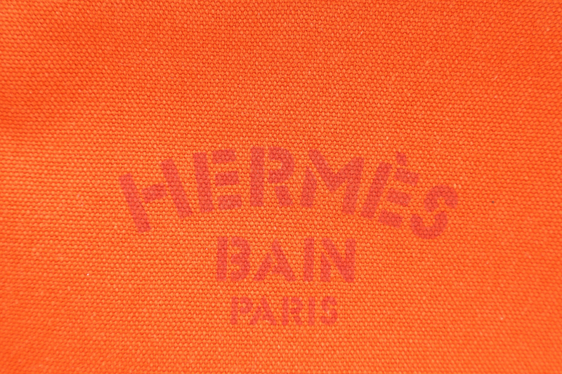HERMES TROUSSE PLATE PM ORANGE CANVAS SILVER HARDWARE NO DUST COVER