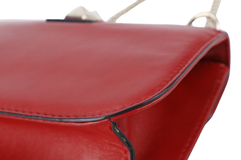 VALENTINO GARAVANI LOCK MINI RED LEATHER SHOULDER BAG WITH DUST COVER