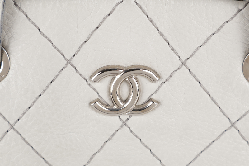 CHANEL ON THE ROAD TOTE BAG SHOULDER QUILTED LEATHER GREY (1333xxxx) SILVER HARDWARE NO DUST COVER