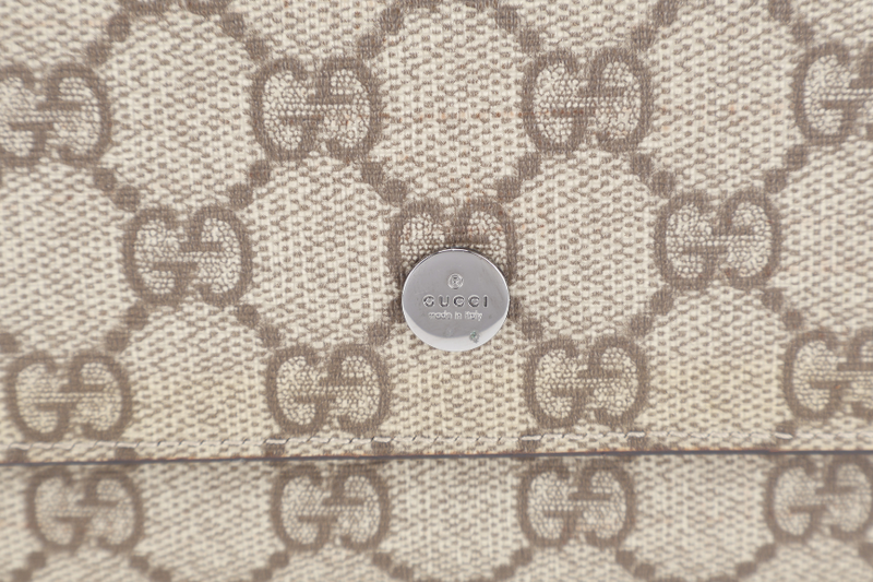 GUCCI GG CANVAS PVC LEATHER WAIST BAG SILVER HARDWARE WITH LEATHER STRAPS