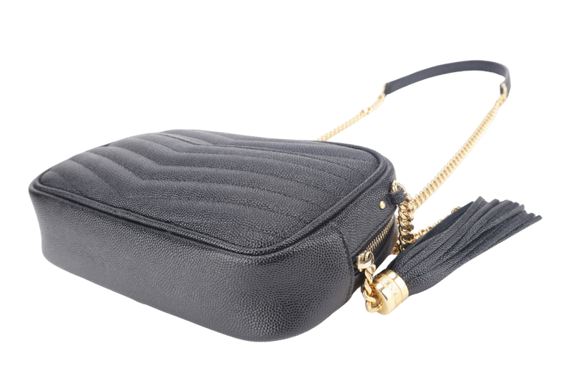 YVES SAINT LAURENT (YSL) MINI LOU CAMERA BAG BLACK CAVIAR LEATHER CROSSBODY GOLD HARDWARE WITH DUST COVER AND BOX