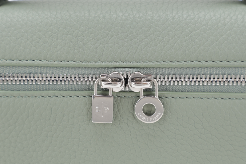 LORO PIANA EXTRA POCKET L19 GRAINED CALFSKIN SAGE BRUSH LEAVES (5OUB) COLOR SILVER HARDWARE WITH DUST COVER AND BOX