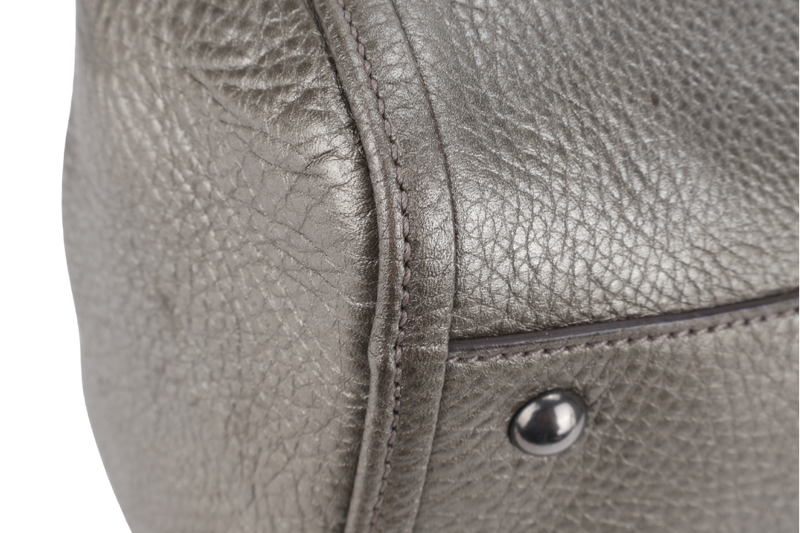 GUCCI SOHO INTERLOCKING G TOTE BAG DARK GREEN LEATHER RUTHENIUM HARDWARE WITH DUST COVER
