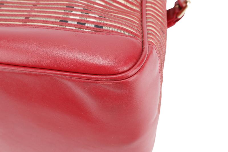 BURBERRY RAVENSCLON PINK HAYMARKET CHECK HANDBAG WITH DUST COVER