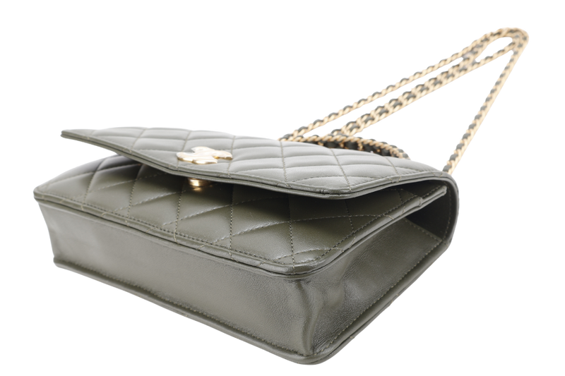 CHANEL PICK ME UP TOP HANDLE WOC GREEN LAMBSKIN GOLD HARDWARE (P45Txxxx) WITH DUST COVER, BOX AND PAPER BAG