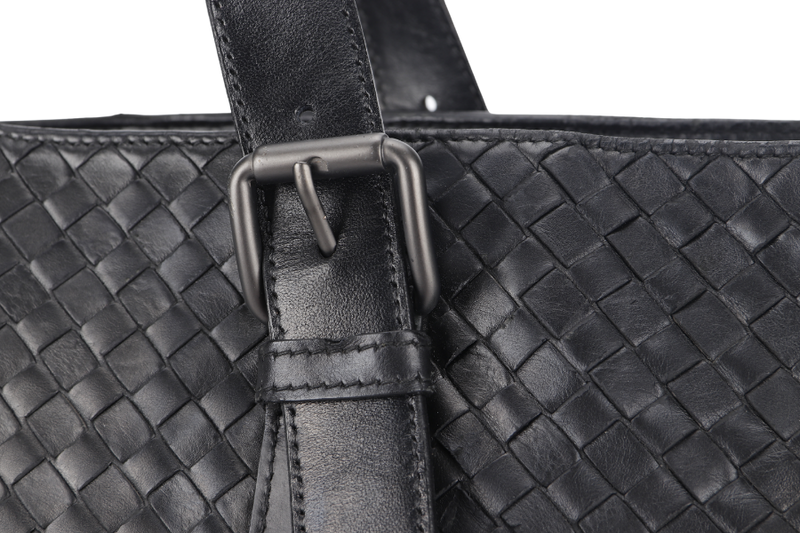 BOTTEGA VENETA (189632) LARGE TOTE BLACK INTRECCIATO NAPPA LEATHER SILVER HARDWARE