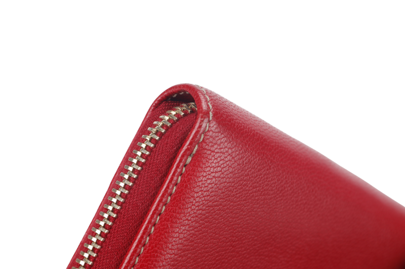 GUCCI SHERRY LINE ZIPPY WALLET(152611) RED LEATHER GOLD HARDWARE