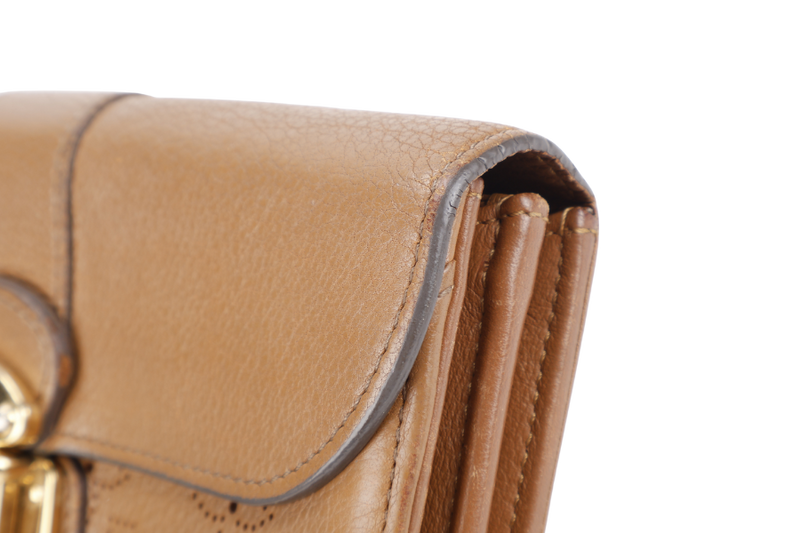 LOUIS VUITTON MAHINA PORTEFEUILLE IRIS WALLET BROWN LEATHER GOLD HARDWARE NO DUST COVER