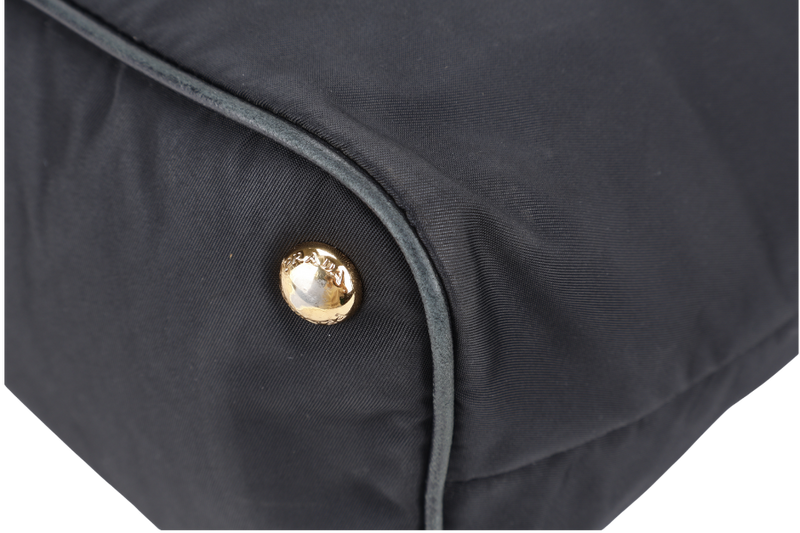 PRADA BR4997 SHOULDER TOTE BAG NERO TESSUTO SAFFIANO GOLD HARDWARE WITH CHARM, CARD AND NO DUST COVER
