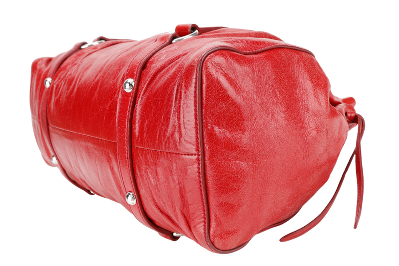 MIU MIU BAULETTO VITELLO LUX ROSSO RED LEATHER SILVER HARDWARE WITH STRAPS AND DUST COVER